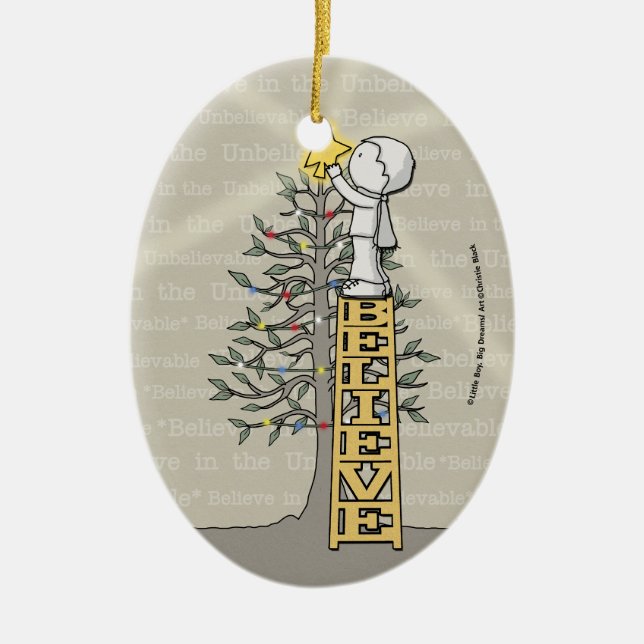 Believe Ladder -Christmas Tree Ceramic Tree Decoration (Front)