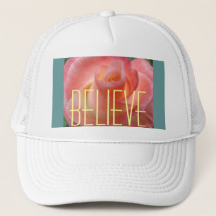 BELIEVE Ladies trucker's hats Pink Rose Flower