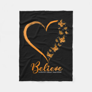 Believe Leukaemia Awareness Orange Ribbon  Fleece Blanket