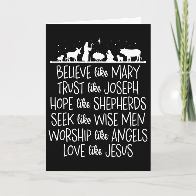 Believe Like Mary Trust Like Joseph Praying Christ Card (Front)