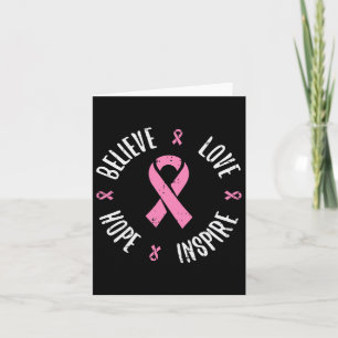 Believe Love Hope Pink Ribbon Breast Cancer Awaren Card