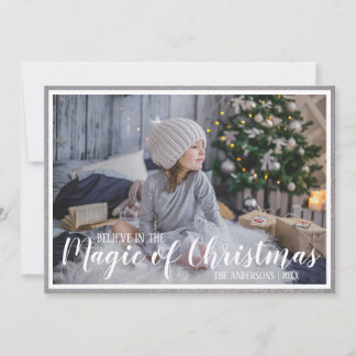 Believe Magic Christmas Silver/Blue Holiday Photo