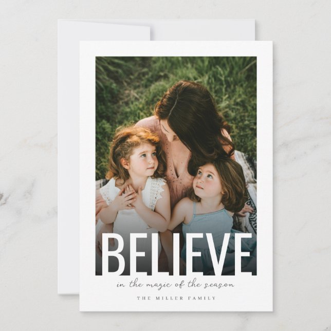 Believe Magic Holiday Photo Card (Front)