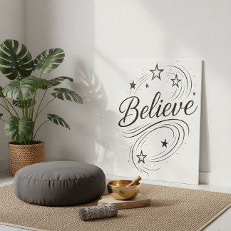 Believe Magical Stars - Boho Celestial Poster