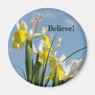 Believe! magnet Yellow White Iris Flowers