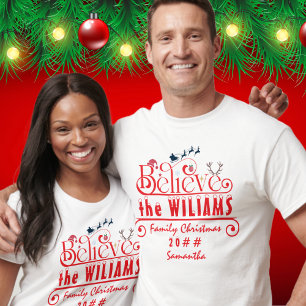 Believe Matching Family Christmas Personalised T-Shirt