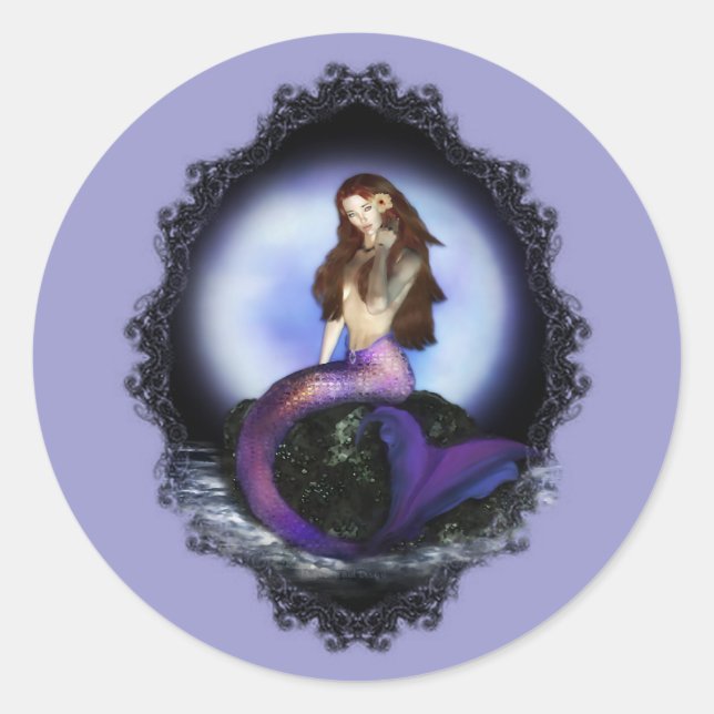 Believe Mermaid Round Sticker (Front)
