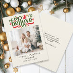 Believe-Merry Christmas!   Modern, simple photo  Holiday Card<br><div class="desc">Customer specific "Believe-Merry Christmas" photo holiday card. Modern & simple for paper and digital lovers in print and download.</div>