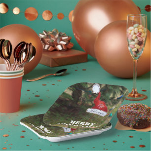 Believe Merry Christmas Santa's Hat Paper Plate