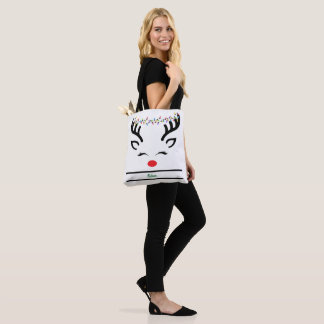 Believe modern funny Christmas reindeer white  Tote Bag