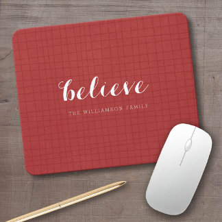 Believe - Modern Merry Christmas Red Mouse Mat