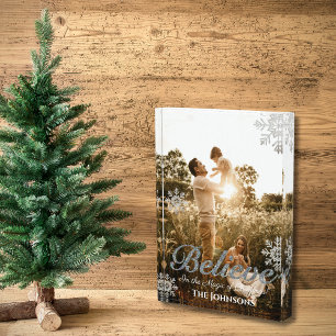 Believe Modern Print All Over Christmas Photo Block