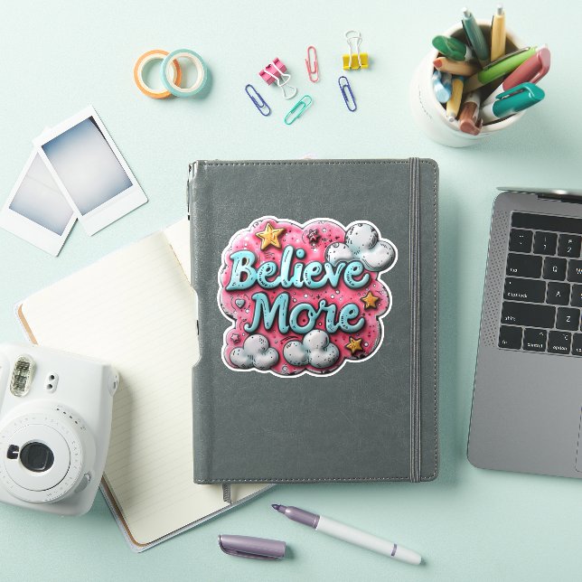 Believe More" Inspirational Sticker with Stars and (iPad Cover)