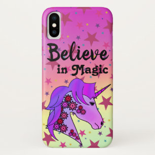 Believe Motivation Unicorn Pretty Star Rainbow iPhone X Case