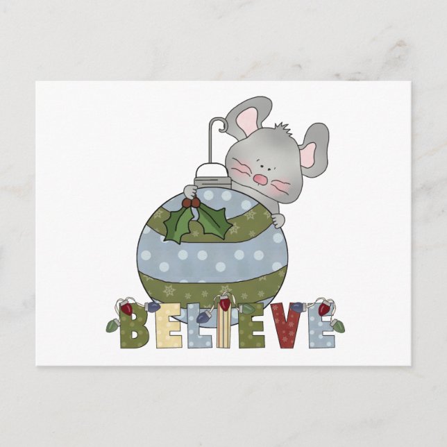 Believe Mouse Ornament Christmas Holidays Holiday Postcard (Front)