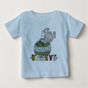 Believe Mouse Ornament Cute Holiday Christmas Baby T-Shirt