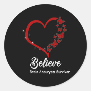 Believe Multiple Brain Aneurysm Awareness Classic Round Sticker