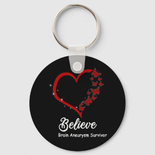 Believe Multiple Brain Aneurysm Awareness Key Ring