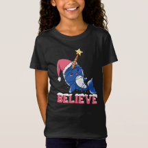 Believe Narwhal Christmas Snow Fairy Lights