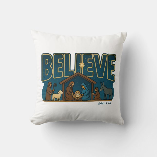 Believe Nativity Cushion (Front)