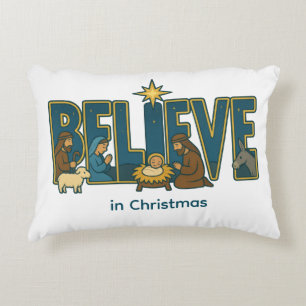 Believe nativity decorative cushion