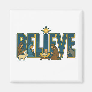 Believe nativity  magnet