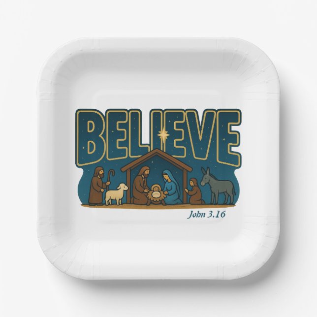 Believe Nativity Paper Plate (Front)