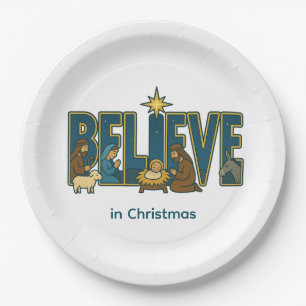 Believe nativity  paper plate