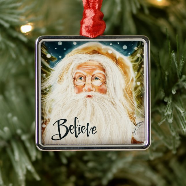 Believe Old World Santa Inspirivity Christmas Metal Tree Decoration (Tree)