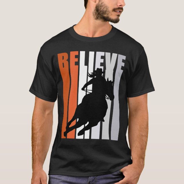Believe Orange Cowgirl Southern Girls Western Hors T-Shirt (Front)