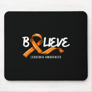 Believe Orange Ribbon Leukaemia Blood Cancer Aware Mouse Mat