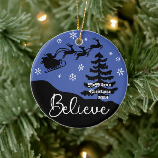 Believe Personalised Ceramic Tree Decoration