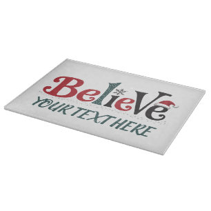Believe Personalised Christmas Party Family Cutting Board
