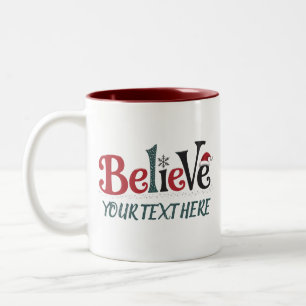 Believe Personalised Christmas Party Family Two-Tone Coffee Mug