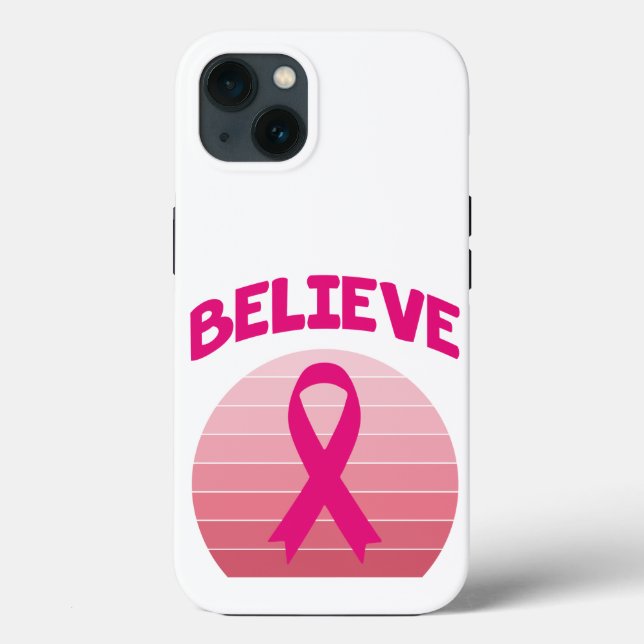 Believe Pink Ribbon Retro Case-Mate iPhone Case (Back)