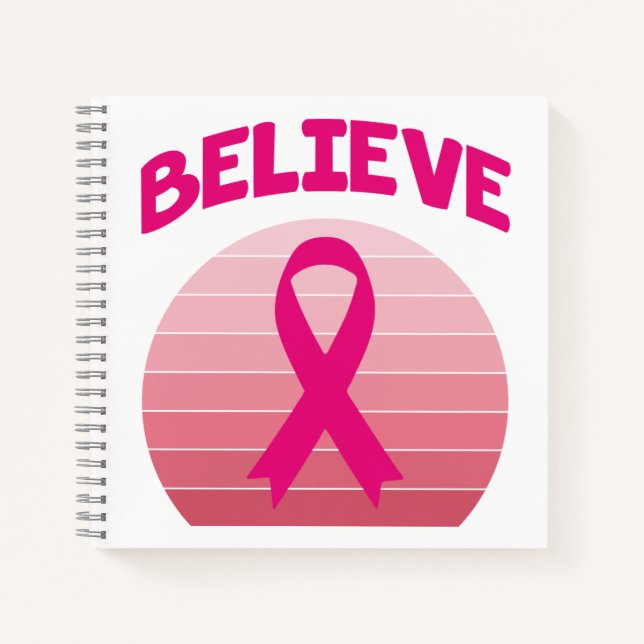 Believe Pink Ribbon Retro Journal (Front)