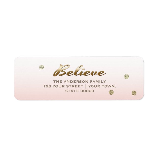 Believe Plush Pink Christmas Return Address Labels (Front)