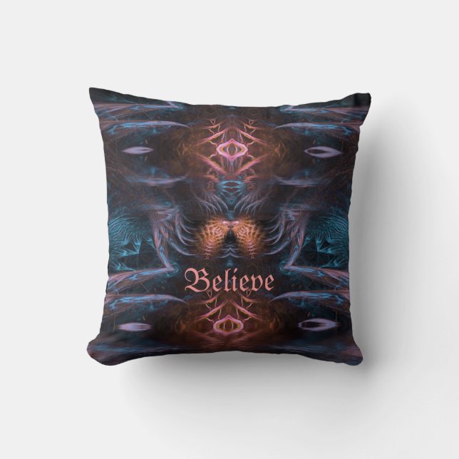 Believe Positive Visionary Fractal Art Cushion (Front)