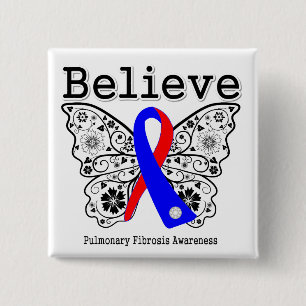 Believe Pulmonary Fibrosis Awareness 15 Cm Square Badge