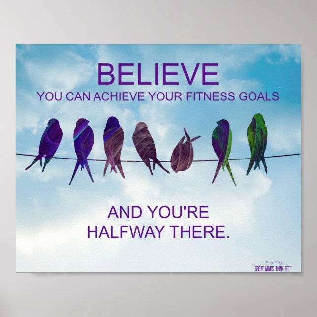 Believe Quote for Fitness Success: Birds and Sky Poster (Front)