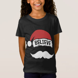 Believe Quote Santa Hat Moustache Family Reunion C T-Shirt