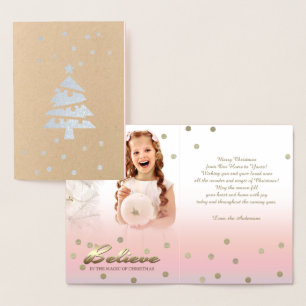 Believe. Real Foil Luxury Custom Photo Card