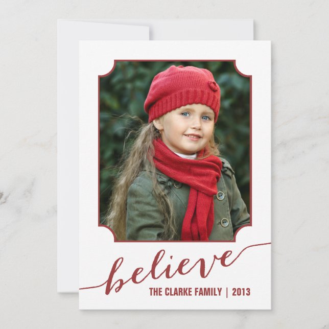 Believe Red | Photo Holiday Card (Front)