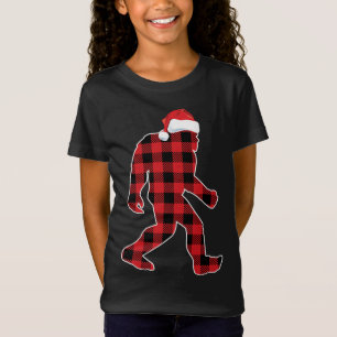 Believe Red Plaid Bigfoot Christmas Sasquatch Sant T-Shirt