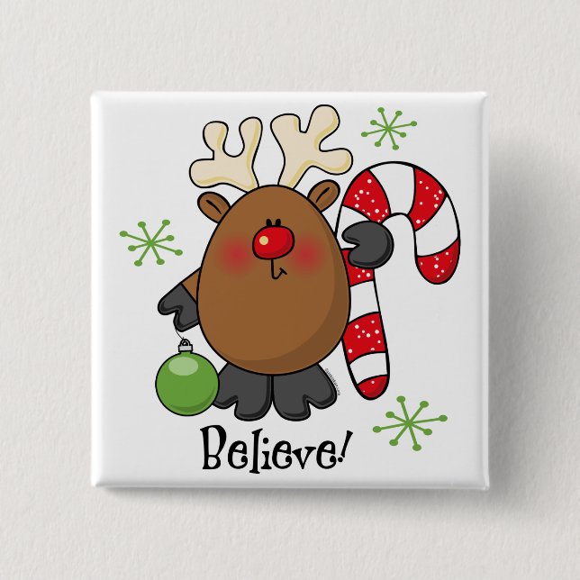 Believe Reindeer 15 Cm Square Badge (Front)