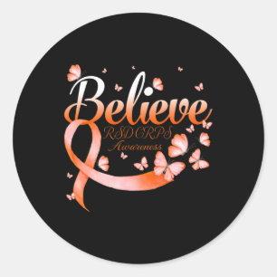 Believe Rsd Crps Awareness Butterfly Classic Round Sticker