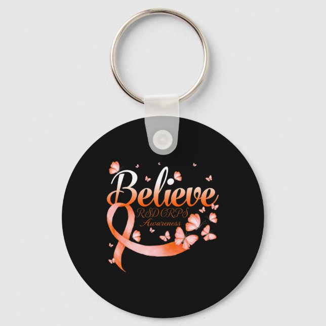 Believe RSD CRPS Awareness Butterfly  Key Ring (Front)