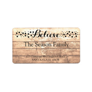 Believe Rustic wooden holiday label