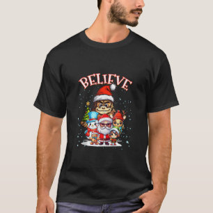 Believe Santa Bigfoot Christmas Sasquatch Boys Men T-Shirt