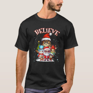 Believe Santa Bigfoot Christmas Sasquatch Boys Men T-Shirt